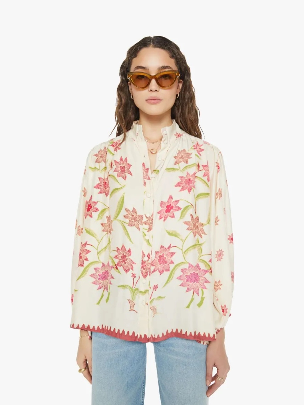 NWOT Designer Natalie Martin 100% Silk Button Up Floral Blouse Iris Starflower